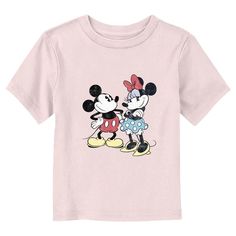 Who knew that dressing "mousey" could be so cute!? Celebrate Walt Disney's most iconic character with this officially licensed Disney Mickey Mouse and Friends & Minnie Vintage Couple Distressed Toddlers' Graphic T-shirt! This adorable tee features the retro couple Mickey and Minnie across the front. Grab some new Mickey and Friends apparel for the youngest member of the family and make your next trip to the Disney parks a memorable one! Playful Cartoon Print T-shirt For Disney Trips, Disney Minnie Mouse Pink T-shirt, Minnie Mouse Short Sleeve T-shirt For Disney Trips, Cute Pink Minnie Mouse T-shirt, Pink Minnie Mouse T-shirt For Disney Fan Events, Disney Pink Minnie Mouse T-shirt, Cute Minnie Mouse Top For Disney Trips, Cute Minnie Mouse Tops For Disney Trips, Playful Character Print T-shirt For Disney Trips