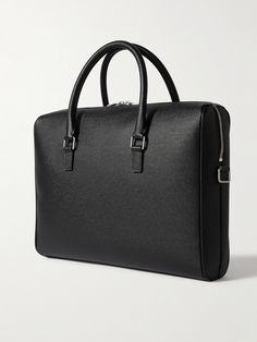 SAINT LAURENT's briefcase is a refined classic that's been perfected over the decades. Crafted from black full-grain leather, it has a structured silhouette that's smart and sleek. Use it to elevate your workwear repertoire. High-end Leather Business Briefcase, High-end Leather Briefcase For Business, Designer Briefcase With Smooth Grain For Formal Use, Luxury Textured Leather Briefcase For Formal Use, Classic Saffiano Leather Briefcase With Palladium Hardware, Classic Briefcase In Saffiano Leather With Palladium Hardware, Luxury Saffiano Leather Briefcase With Palladium Hardware, Designer Textured Leather Briefcase For Business, Classic Saffiano Leather Briefcase