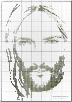 a cross stitch pattern with the face of jesus