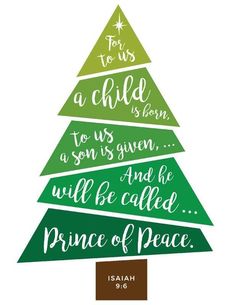 a green christmas tree with the words for us to be born