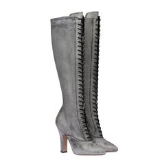 TAAFO Ladies Heeled Long Boots Womens Chunky Heel Knee High Boots green-34 Casual High Heel Lace-up Boots, Chic Knee-high Lace-up Boots For Spring, Gray High Heel Boots For Spring, Chic Gray Boots For Spring, Green Casual Heeled Boots For Fall, Chic Gray Spring Boots, Gray Pointed Toe Boots For Spring, Chic Spring Lace-up Knee-high Boots, Gray Lace-up Boots For Spring