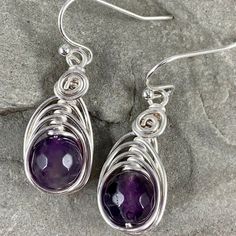 Spiritual Nickel-free Jewelry With Round Stone, Silver Amethyst Teardrop Jewelry, Silver Teardrop Amethyst Jewelry, Purple Dangle Jewelry For Anniversary, Silver Amethyst Wire Wrapped Earrings, Silver Amethyst Drop Jewelry, Silver Drop Amethyst Jewelry, Lavender Nickel-free Round Jewelry, Gift Lavender Nickel-free Earrings