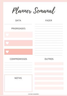 a pink and white planner with hearts on the side, in spanish language is shown