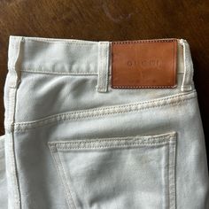 Size 34 Slim. Great Jeans, Excellent Condition, Only Wore Once- Minor Stains As Pictured. Enjoy Jeans Gucci, Gucci Jeans, Gucci Mens, Jeans Color, Gucci Men, White Cream, Cream White, Colored Jeans, Mens Jeans