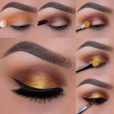 Make Up Factory, Teknik Makeup, Brown Eye Makeup Tutorial, Easy Eye Makeup Tutorial, Fall Eye Makeup, Tutorial Eyeliner, Eyeliner Tips, Mekap Mata, Makeup Steps