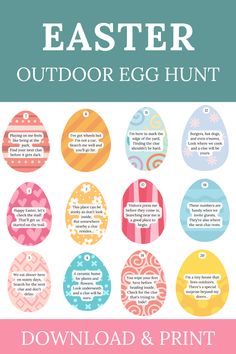 an easter egg hunt with instructions for the eggs