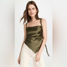 Fabric: Mid-Weight, Stretch Satin Double And Braided Shoulder Straps With Adjustable Knot At Back Asymmetrical Handkerchief Hem Cowl Neck Pleated Sides Shell: 78% Triacetate/22% Polyester Adjustable Knot, Handkerchief Hem, Fancy Pants, Stretch Satin, Indo Western, Dress Cuts, Contemporary Fashion, Fashion Labels, Resort Wear