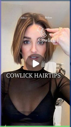 Cowlick With Bangs, How To Train Your Part Hair, Best Bangs For Cowlick, Cowlick Curtain Bangs, Cut You Own Hair At Home, Hairstyles To Look Professional, How To Get Piecey Hair, Blow Drying Short Bangs, Best Haircuts For Cowlicks For Women