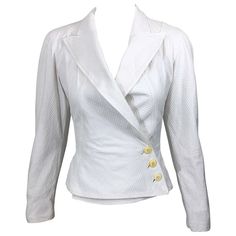 1990s Azzedine Alaia White Pique Cotton Vintage 90s Cropped Blazer Jacket Size 2 Allison Hargreeves, 1980s Jacket, Lamb Jacket, Azzedine Alaïa, Fashion Png, Cropped Blazer Jacket, Azzedine Alaia, Archive Fashion, Crop Blazer