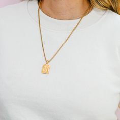 Stainless steel square initial necklace. This is the perfect necklace to use with a smaller chain. Super trendy. Length: 22” Custom available. Ask for a shorter length. Square Portrait, Teddy Bear Shop, Bear Shop, Instagram Gift, Infinity Heart, Key To My Heart, 30 Gifts, Anklet Bracelet, Anklet Jewelry