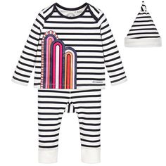 BURBERRY Navy Blue & White Striped Baby Outfit Set (3 Piece) Baby Outfit, Kids Clothing