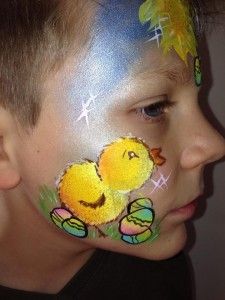 Easter Face Paint Ideas Easy, Chick Face Paint, Face Painting Rabbit, Facepainting Ideas