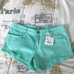 Very Nice Color!! To Small For Me :( Green Summer Jean Shorts, Green Zara Shorts For Spring, Zara Cotton Jean Shorts For Summer, Zara Green Shorts For Spring, Green Summer Bottoms By Zara, Zara Green Shorts For Summer, Zara Summer Green Bottoms, Zara Shorts With Pockets For The Beach, Trendy Zara Cotton Shorts