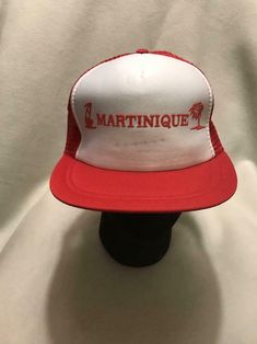 This auction is for a vintage Martinique snapback hat. This vintage hat is good condition with no rips or tears, see pictures. Free shipping anywhere in the U.S. Vintage Adjustable Trucker Hat Snapback, Vintage Adjustable Snapback Trucker Hat, Vintage White Trucker Hat With Curved Brim, Vintage White Trucker Baseball Cap, Vintage Baseball Cap With Curved Brim For Beach, Vintage Curved Brim Baseball Cap For Beach, Vintage Adjustable Trucker Hat With Flat Brim, Vintage Adjustable Trucker Hat, Vintage Adjustable Cap