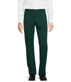 From Murano&#x2C; these pants feature:Slim fitFlat frontZip fly with button closureStretch waistbandBelt loopsConceal pocket zipTwo side pocketsDouble knit performance fabricNylon/spandexDry cleanImported. Green Dress Pants Men, Dress Pants Men, Green Dress Pants, Dark Green Dress, Mens Dress Pants, Suit Separates, Pants Men, Dillard's, Modern Man