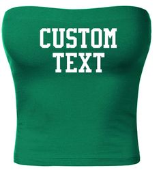 Our green cotton tube top is the hottest one around with a gorgeous color and a fabulous fit! Pair it with literally anything and you have the perfect tailgate outfit! It is made of a super soft cotton and has just enough spandex to give it the perfect amount of stretch. Cotton/Spandex To customize your own, fill out the information below and add item to cart: Trendy Strapless Cotton Tank Top, Fitted Green Sleeveless Tube Top, Green Stretch Casual Tube Top, Casual Green Stretch Tube Top, Casual Green Bandeau Tube Top, Green Strapless Casual Tank Top, Fitted Green Strapless Tube Top, Casual Green Strapless Tank Top, Trendy Green Bandeau Tube Top