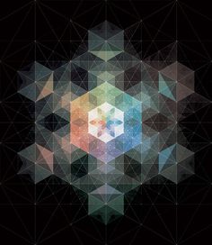 an abstract geometric design with many colors