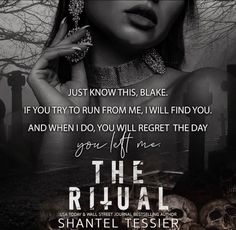 a poster for the ritual featuring a woman with her hand on her ear and skulls in the background