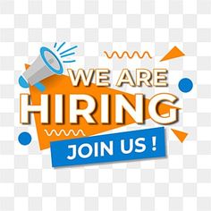 we are hiring sign with megaphone and blue ribbon on white background, banner, poster, advertisement png and psd