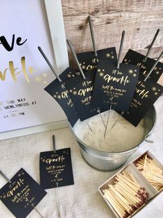 Wedding Favor Sayings, Wedding Sparkler Tags, Sparkler Tags, Sparkler Wedding, Glow Stick Wedding, Celestial Wedding Theme, Let Love Sparkle, Favour Ideas, Starry Night Wedding