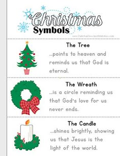 the christmas symbols are shown in this printable activity