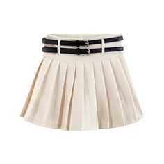 Mini pleated skirt with a thick waistband, two sets of belt loops and concealed side zipper. Two skinny belts included. Lined with safety shorts. S: 24.5" waist, 15.5" lengthM: 26" waist, 15.5" lengthL: 27.5" waist, 16" lengthXL: 29" waist, 16" length Safety Shorts, Mini Pleated Skirt, Knife Pleats, Shoe Gifts, Overall Dress, Pleated Mini Skirt, Sweater Blouse, Cardigan Jacket, Jeans Pants