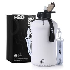 Buy canvas white 2.2l half gallon water bottle with storage sleeve & removable straw from H2O Capsule. Hold your phone, keys, and cards while you work out & look good doing it. 2l Water Bottle, Half Gallon Water Bottle, Water Bottle Workout, Gym Water Bottle, Plastic Jugs, Gym Bottle, Gallon Water Bottle, Drink Containers, Gym Flooring