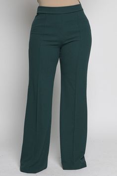 Elevate your wardrobe with these luxurious Kat Plus Size Trousers. Crafted from high-quality fabric, these trousers offer both style and comfort. The classic design and flattering fit make them a versatile addition to any outfit. Perfect for any occasion, these trousers are a must-have for any fashion-forward individual. The perfect plus-size work pants have arrived. The Kat trousers are super comfortable and perfect for working that 9-5 all day. There's a back zipper so that you won't have to d Bootcut Pants Outfit, Hunter Green Pants, Green Top Outfit, Hourglass Figure Dress, Work Trousers Women, Green Dress Outfit, Pants Outfit Work, Work Attire Women, Wedding Pants