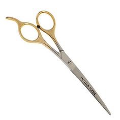 a pair of gold scissors sitting next to each other