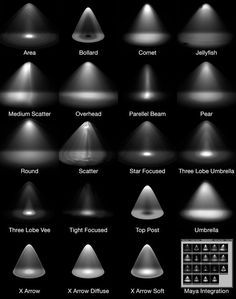 an image of different types of lights in the dark