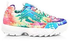 FILA Women's Disruptor II Tie-Dye Canvas Sneakers Fila Disruptor 2, Chunky Dad Sneakers, Fila Disruptor Ii, Pastel Shoes, Shoes Tie, Fila Disruptor, Fila Disruptors, Sneaker Style