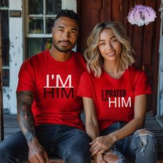 Introducing our 'I Prayed for Him' and 'I'm Him' Couples T-Shirts - the perfect way to celebrate the fulfillment of your prayers and the special connection you share. These matching shirts tell a beautiful love story. The 'I Prayed for Him' shirt reflects the heartfelt prayers and dreams you once had, while the 'I'm Him' shirt represents the realization of those prayers in the form of the amazing man you now have by your side. Whether you're celebrating an anniversary, a special occasion, or simply expressing your deep connection, our 'I Prayed for Him' and 'I'm Him' Couples T-Shirts are a beautiful addition to your wardrobe. Embrace the power of love, faith, and gratitude, and let your love story shine for the world to see.  Get Yours Today!! * Unisex T-Shirt * Set in 1x1 rib collar *Qual Lover Goals, Outfits For Him, Husband Prayer, Couples Valentines Day, Matching Couples Shirts, Anniversary Shirts, Wife Clothes, Couples Shirts, Christian Couples