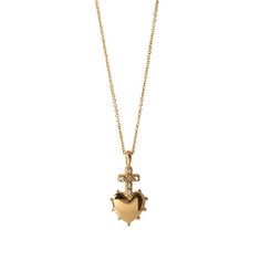 Diamond Cross Heart 18K Gold Mini Pendant Necklace Cross Heart, Beaded Edge, Diamond Cross Pendants, Diamond Cross, Mini Heart, Jewelry Business, Dream Jewelry, Gold Heart, Mini Pendant