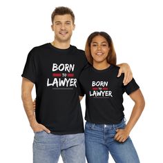 Get ready to make a statement with our 'Born to Lawyer' black t-shirt. Made from high-quality cotton, this t-shirt is perfect for anyone who wants to show off their passion for law. The bold white lettering on the black background makes this t-shirt stand out, and the comfortable fit ensures that you'll want to wear it all day long. Whether you're a law student, a practicing lawyer, or just someone who loves the law, this t-shirt is the perfect way to show off your passion. Order now and get rea Unisex Black Short Sleeve T-shirt, Black Relaxed Fit T-shirt With Letter Print, Unisex Black Shirt With Letter Print, Unisex Black T-shirt With Screen Print, Black Relaxed Fit T-shirt With Funny Text, Unisex Black Graphic Tee, Black Unisex Graphic Tee, Black Unisex Short Sleeve T-shirt, Relaxed Fit Black Shirt With Funny Text