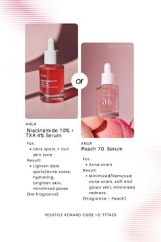 Currently 20-12% off on YesStyle! (As of Sep 9, 2024) . Use my reward code <3: TT74ZS for more % off . Ignore: (Keywords) Anua - Niacinamide 10% + TXA 4% Serum, Anua - Peach 70 Niacin Serum, dark spots hyperpigmentation dull acne scars brightening pores glowing redness Retinol Skincare, Clear Healthy Skin, Good Skin Tips, Top Skin Care Products, Healthy Skin Tips