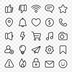 the icons are black and white on a transparent background, including symbols for different types of devices