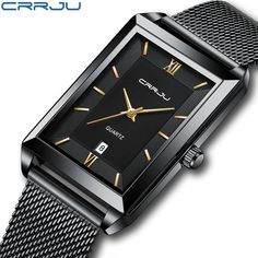 CRRJU Watch Men New Square Quartz with Automatic Week Date Wrist Watches Luxury Stainless Steel Wrist Watch For Men, Watches Luxury, Square Watch, Wrist Watches, Quartz Watch, Accessories Watches, Limited Time, Wrist Watch, Stainless Steel