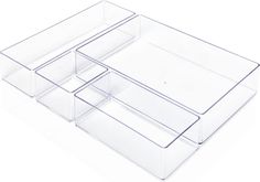 three clear plastic storage containers stacked on top of each other