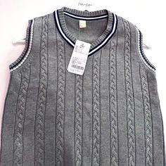 Boys Vest Pullover Knit V-Neck Sweater Nwt Back To School Dressy Beautiful Cable Knit Stretch Picture Day Church Special Occasion Nice Weight Contrasting Colors Pairs Well For The Well Dressed Child Great Find 170cm Or 68” Is About Size 12-14 Crew Neck Cotton Sweater Vest For Winter, Casual Gray Knitted Sweater Vest, Gray Crew Neck Sweater Vest For Winter, Gray Crew Neck Sweater Vest For Fall, Casual Gray Crew Neck Sweater Vest, Gray Knit Tops With Ribbed Collar, Gray Knit Top With Ribbed Collar, Gray Cotton Sweater Vest For Fall, Casual Gray Knitted Top