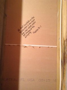 the inside of a box with writing on it