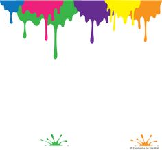 colorful paint dripping down the side of a white background with space for text or image