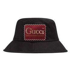 Gucci Cotton Bucket Hat With Gucci Label 'Black' 627174-4HK02-1000 Gucci Adjustable Bucket Hat, Gucci Designer Wide Brim Hat, Designer Black Bucket Hat, Black Wide Brim Hat With Embroidered Logo, Classic Gucci Hat With Embroidered Logo, Luxury Gucci Hat, Luxury Adjustable Gucci Hat, Classic Gucci Short Brim Hat, Gucci Elegant Short Brim Hat