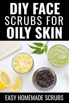 Lemon Scrub Diy, Scrub For Acne Prone Skin, Diy Face Scrubs, Scrub For Oily Skin, Diy Exfoliating Face Scrub, Diy Facial Scrub, Scrub Recipe Diy, Face Scrubs, Diy Face Scrub