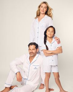 A limited-edition exclusive from the Petite Plume x Hotel del Coronado Collection. At the tippy top of the cotton jersey pecking order is 100% Peruvian Pima cotton. Our Pima Collection is sewn from this exquisite fabric: luxurious, supple jersey knit pajamas that drape beautifully and continue to soften with each washing. Buttery and smooth, yet breathable, this collection is yarn-dyed to prevent fading and is destined to become a fixture of your soothing bedtime ritual. Curl up in luxury and sl Blue Cotton Tops For Home, Cotton Blue Tops For Home, White Cotton Home Tops, White Relaxed Fit Tops For Home, Knit Pajamas, Pecking Order, Bedtime Ritual, Hotel Del Coronado, French Stripes