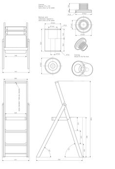 the plans for an outdoor furniture set are shown in blueprints and black ink