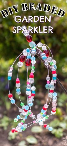 the diy beaded garden sparkler is made with glass beads