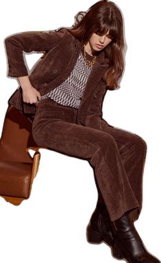 Elegant Corduroy Blazer For Winter, Elegant Corduroy Blazer For Work, Velvet Workwear Pants For Fall, Fall Velvet Workwear Pants, Elegant Velvet Bottoms For Workwear, Elegant Brown Pants For Fall, Chic Velvet Formal Pants, Elegant Fall Corduroy Bottoms, Elegant Corduroy Bottoms For Fall