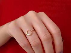 Embrace the enchanting beauty of the cosmos with our Genuine Diamond Moon and Star Ring, a dainty celestial gold piece that effortlessly combines elegance and whimsy. Handmade with meticulous care, this minimalist ring features a stunning genuine diamond set in a delicate moon and star design, making it a perfect everyday accessory or a captivating gemstone statement piece. ⚜️ Package included: One Handmade Ring - Made to order ⚜️ Sizes: 4 - 9" inches (46 - 60 EU Sizes) �⚜️ Materials: 8K Yellow G Moon And Star Ring, Everyday Ring, Everyday Rings, Moon And Star, Gold Piece, Ring Minimalist, Minimalist Ring, Handmade Rings, Star Design