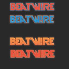 some type of font with different colors and shapes on it, including the word beatwire