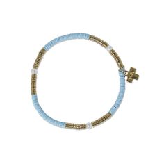 Rory Solid Color With Gold And Pearls Small Sequin Stretch Bracelet Light Blue Blue Stackable Stretch Bracelet, Stackable Blue Stretch Bracelet, Blue Stackable Bracelets For Summer, Blue Stackable Jewelry For Summer, Adjustable Blue Stackable Stretch Bracelet, Blue Adjustable Stackable Stretch Bracelet, Trendy Blue Stackable Stretch Bracelet, Adjustable Turquoise Bracelets For Spring, Adjustable Blue Wrap Bracelet For Everyday